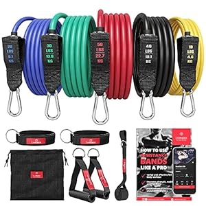 Resistance Bands Weerstandsbanden Fitness Set + Trainings eBook – Expander Tubes – Elastische Work-Out Power Weerstand…