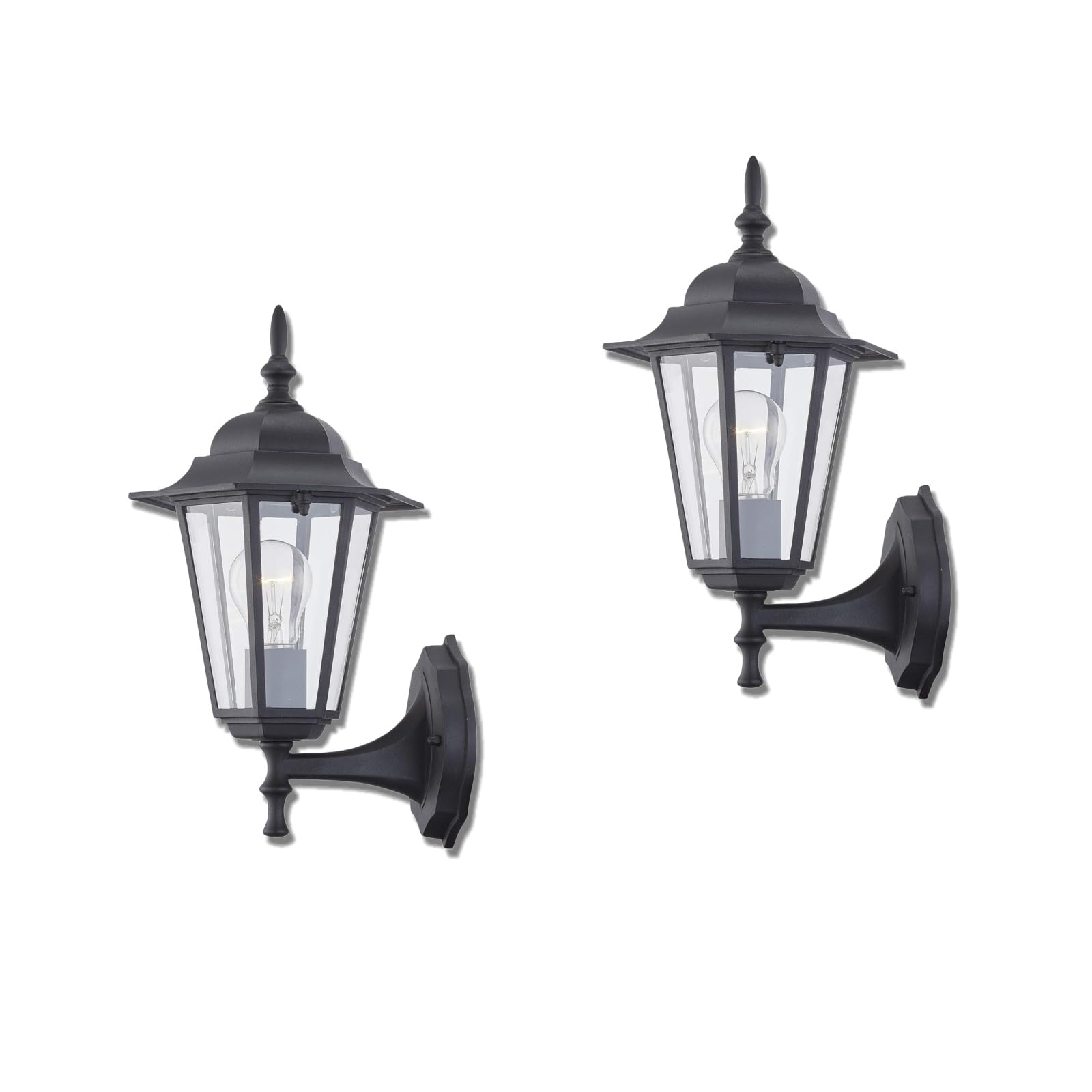 Photo 1 of WISBEAM 2 Pack Outdoor Wall Light, Black Wall Sconce for House Porch Lighting Fixture, E26 Base 60W Max, Metal Housing Plus Glass, Wet Location Rated, ETL Qualified, Bulbs not Included