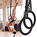 Foldable Fitness Gymnastic Rings - Set of (2) - Fully Adjustable Straps with Metal Buckles. Excellent for Pull Up Exercise or Olympic Gym Crossfit Training. Great for Dips and Full Body Strength.