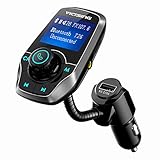 VicTsing Upgraded Bluetooth FM Transmitter for Car, Power Off Switch, Music Player Support USB Flash Drive /Micro SD Card /AUX Input, Wireless Radio Transmitter with 1.44'' Display and Dual USB - Gray