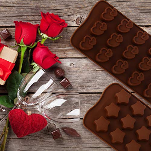 RUCKAE Chocolate Molds-Silicone Candy Molds-6 Pack-Ideal Silicone Molds for Hearts, Stars,Flowers,Emojis, Christmas Themed Shapes