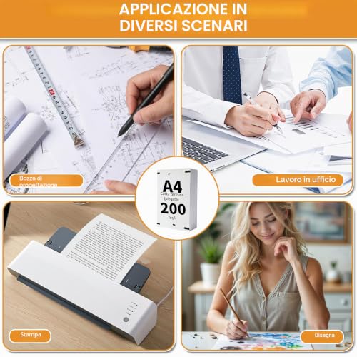 (200 Sheets) A4 Thermal Printer Paper, Foldable Thermal Paper, Compatible with Most Thermal Printers, BPA-Free, Suitable for Thermal Printers for Documents and Web