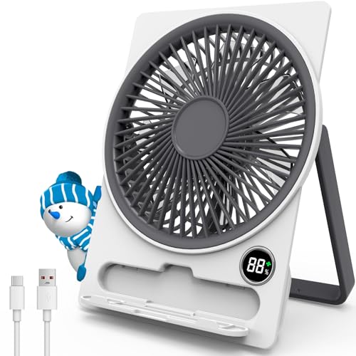 Mik-Nana Portable Desk Fan, Strong Wind Ultra Quiet Small Personal Fan with 180° Tilt Folding and 6 Speeds Adjustable, Travel Fan for Bedroom, Office, Cruise, Library, Outdoor (White)