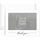 SBLABELS Personalized Simple Photo Thank You Cards / 100 Modern All Occasion Custom Bulk Thanks Note Cards With White Envelopes / 4 1/4" x 5 1/2" Wedding Anniversary Appreciation Greeting Cards