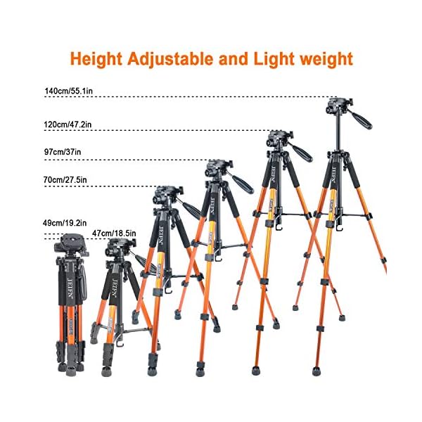 JEIFN Q111 Professionelle Aluminium Kamera Stativ Camcorder Stand mit Pan Kopfplatte für DSLR DV Videoständer Orange – Bild 5