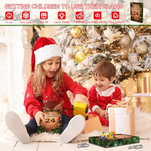 Advent Calendar 2023 Countdown Calendar Gift Box for Teens Kids Adults, 2024 New Year Set of 24 Brain Teaser Puzzles Toys and Silicone Doll Key Rings Include Santa Claus Elk Snowman and gingerbread Man, Christmas Holiday Gifts.
