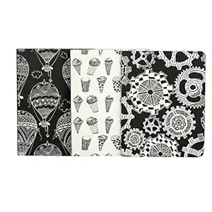 Doodle Set of 3 Curious Case Diaries, Soft Paper Cover Notebooks (6.25 X 4.75 Inches) (Multi-Colour)