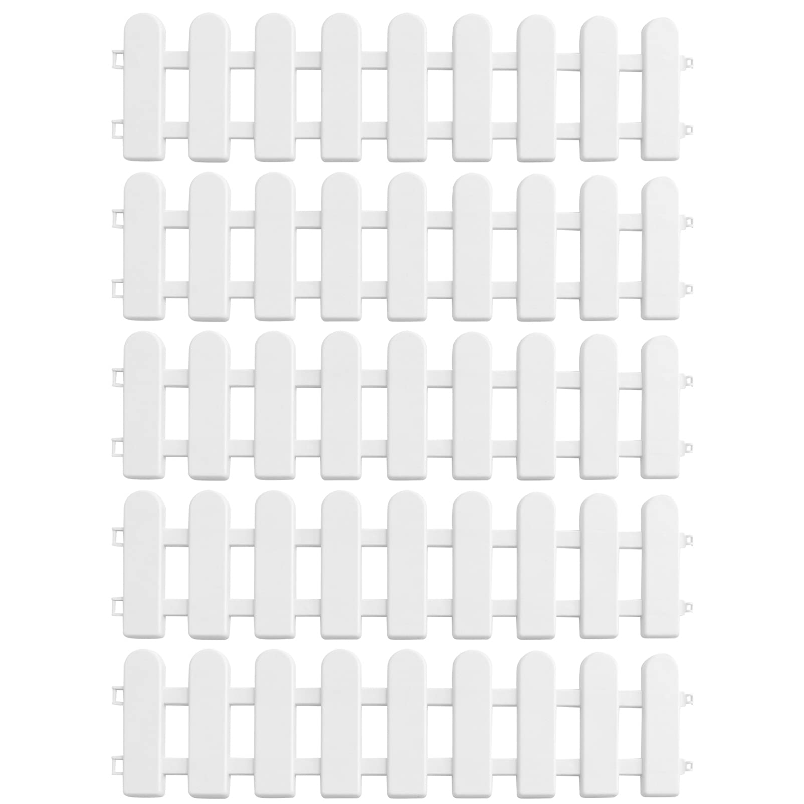 Yardwe 5PCS Fence Garden Fence Picket Fence Ornament Courtyard Indoor or Outdoor Kindergarten Flower Garden Vegetable Small Fence Christmas Decoration(Round Head,50x13cm)