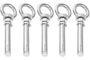 JENSWILL Expansion Bolts Anchor Bolt 5 Pack M10*100mm 304 Stainless Steel Expansion Screws Bolts Eyes Ring Fastener Wall Concrete