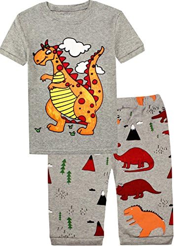 Slenily Kids Pajamas Boys Sleepwear Summer Short Pajamas Set Dinosaurs PJS Size 8