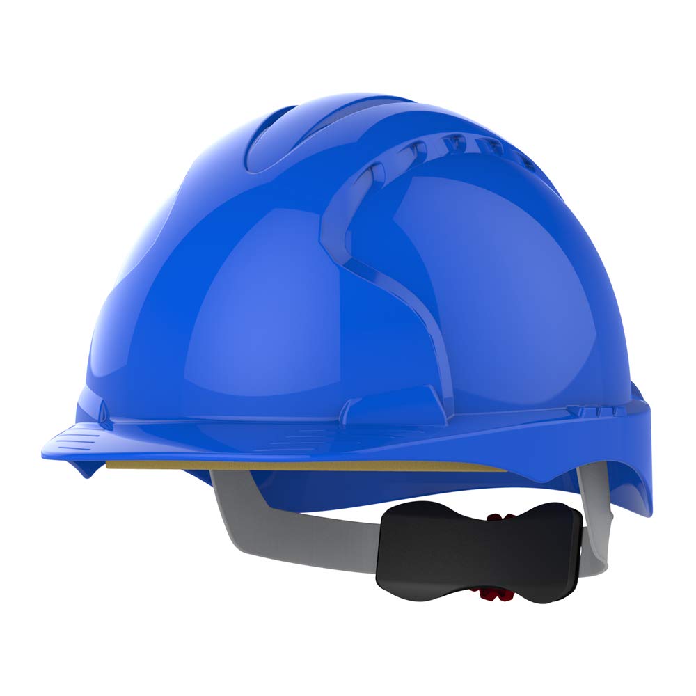 JSP EVO3 Safety Helmet Hard Hat - Non-Vented - Blue - Wheel Ratchet Adjustment - Comfortable Adjustable Fabric Harness - Lightweight - For Construction, Electrical & Industrial - EN397, EN50365