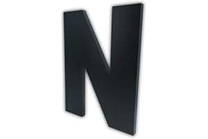 HOMUS 8 Inch Large House Numbers, Black Modern Home Address Signage for Outside, Wide Style & Never Rust, Letter N