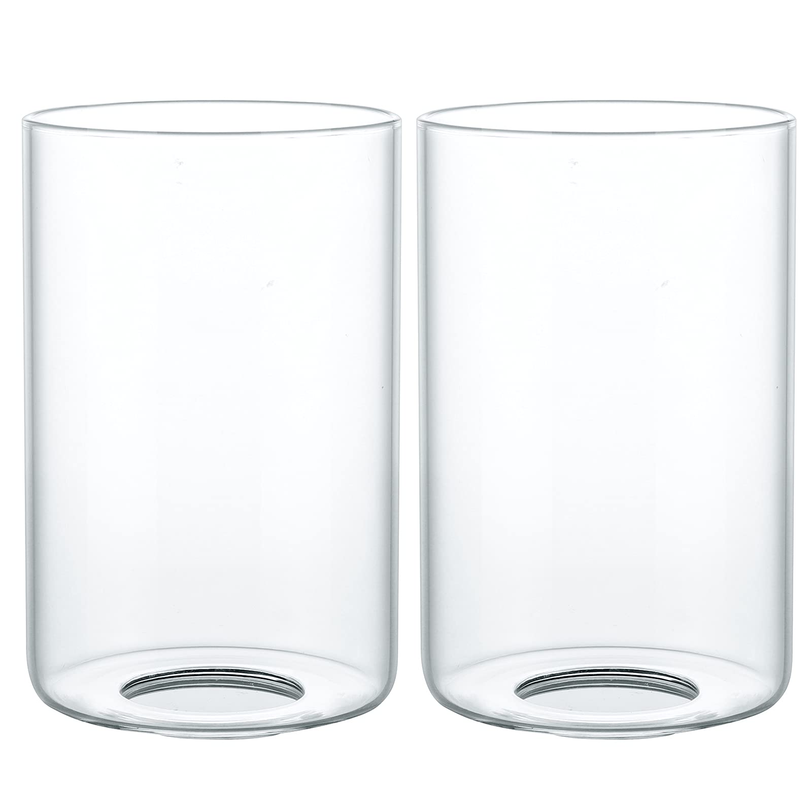 Skelang Clear Lip-Less Glass Lamp Shade, Cylindrical Light Cover with Fitter Opening, Replacement for Chandelier, Bathroom Vanity Light, Pendant, 2 Pcs