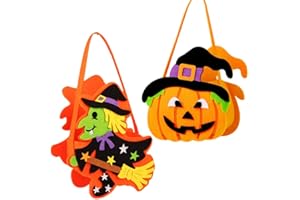 DEMONTALK 2 PCS Small Trick Or Treat Bucket, Kids Candy Basket for Halloween Decor, Party Favors Goodie Bags for Trick or Treat Candy Gifts, Halloween Decorations