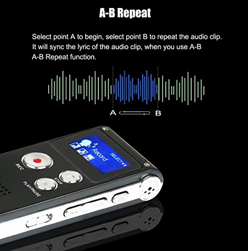 NeeGo Digital Voice Activated Recorder for Lectures 8GB with USB Light Weight Portable MP3 Player with Mic 3.5mm Microphone - Plus Telephone Pickup Cordless Landline Phone Recording Device Recorder