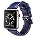 For Apple Watch Band 42mm, OUHENG Retro Vintage Genuine Leather iWatch Strap Replacement for Apple Watch Series 3 Series 2 Series 1, Dark Blue