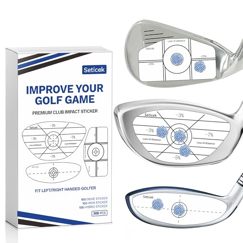 Seticek Upgraded Golf Impact Tape 300pc Set,Golf Club Impact Stickers for Irons Wood Hybrid,Useful Training Aid Improve Swing Accuracy,Fit Left/Right Handed Golfer