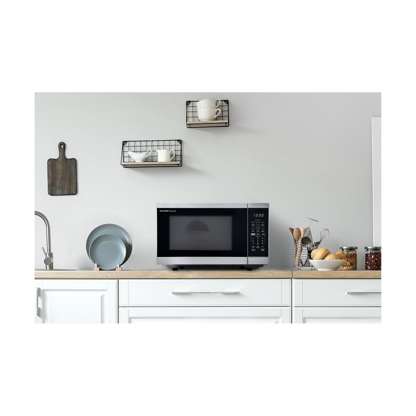 SHARP Countertop Microwave Oven Compatible with Alexa Orville Redenbacher's Certified with Removable 12.4