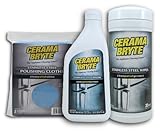 Cerama Bryte Stainless Steel Cleaning Kit: Cleaning Polish (with Mineral Oil), Cleaning Polish & Conditioner Wipes, Microfiber Cleaning Cloths