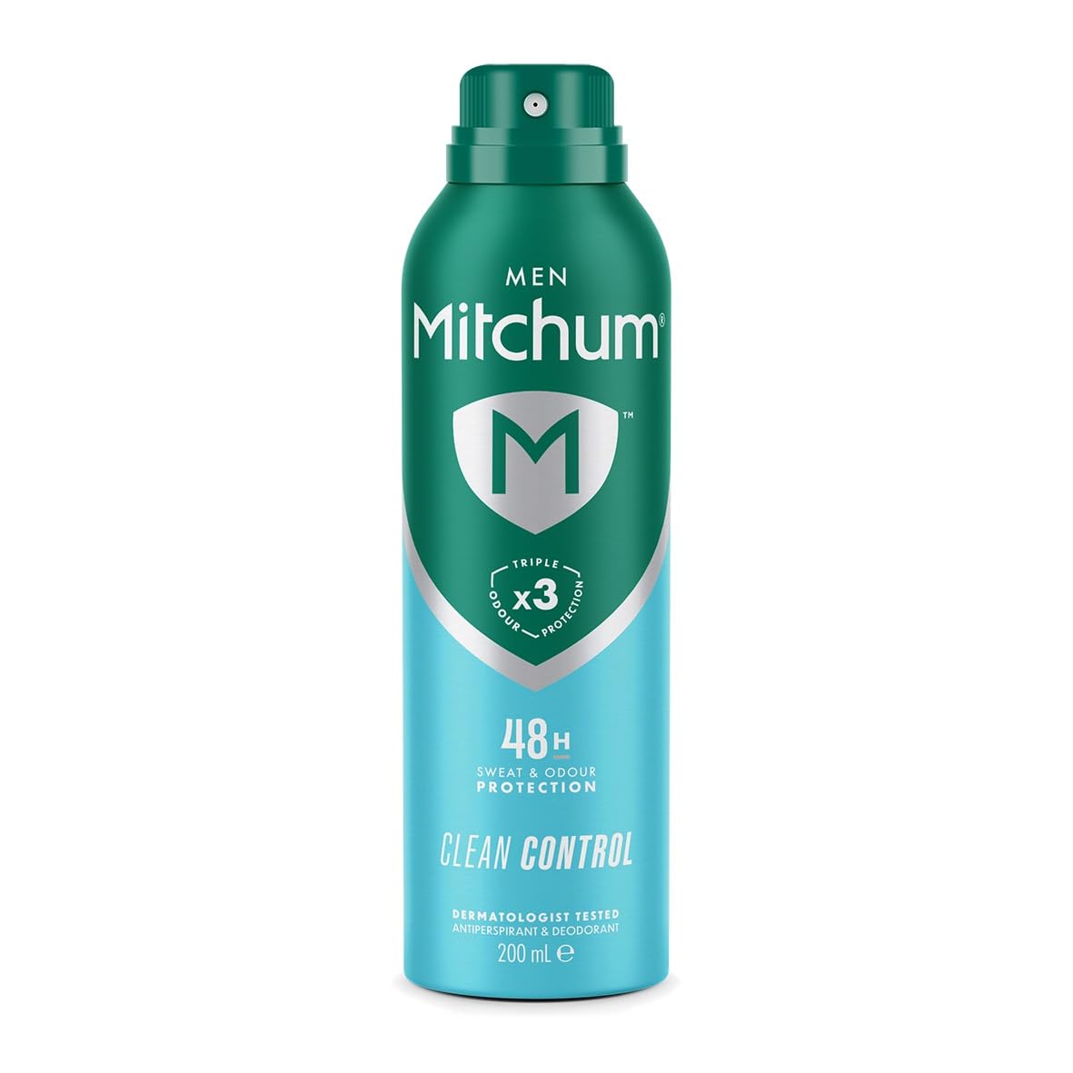 Mitchum Men Triple Odor Defense 48HR Protection Deodorant Spray & Antiperspirant (200ml) Clean Control, Dermatologist Tested (Packaging may vary)