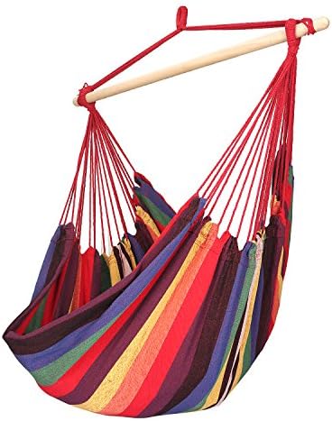 Touz Large Brazilian Hammock Chair, Cotton Weave Made, 40 Inch Wide Seat, Porch Swing Seat for Yard, Bedroom, Indoor or Outdoor, Max. 265 Lbs