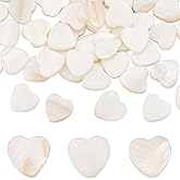 SUNNYCLUE 1 Box 60Pcs Shell Heart Beads Shell Spacer Beads Flat Seashell Charms Freshwater Charm Loose Spacers for Jewelry Making DIY Bracelets Necklaces Earrings Adult Women
