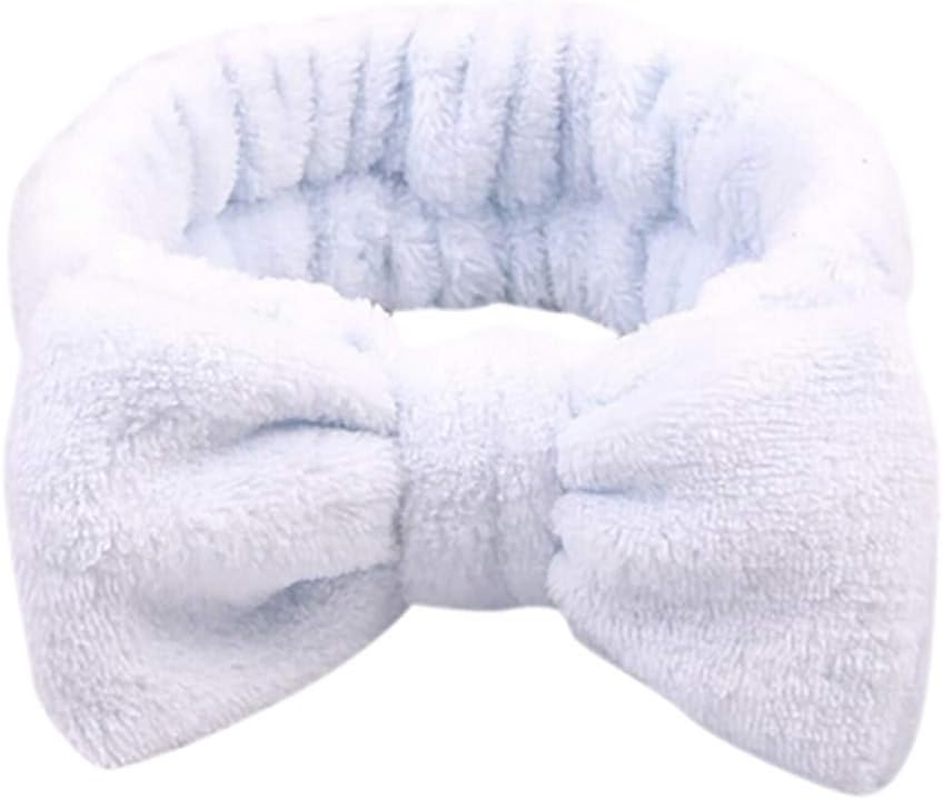 Goldweather Bowknot Headbands for Women Coral Fleece Elastic Hair Band Washing Face Hairlace