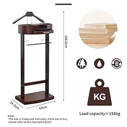 MLIKYRGK Wood Suit Valet Stand With Drawer Top Tray
