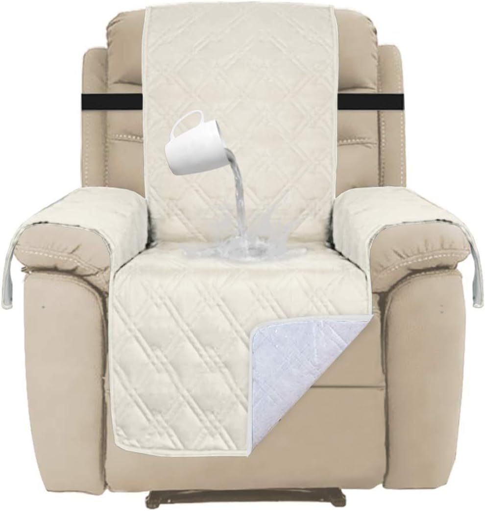 Amazon Com Turquoize 100 Water Proof Recliner Chair Covers Pet Furniture Cover For Leather Recliner Protector Slip Covers For Pets Cats Couch Covers With Non Slip Backing Oversized Recliner Beige Furniture Decor