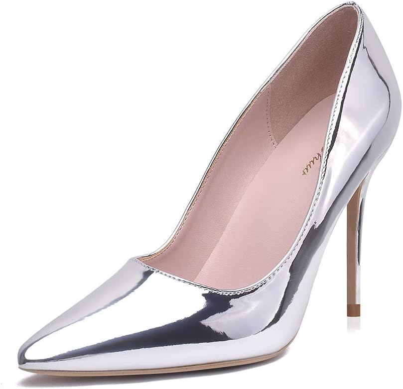 GENSHUO High Heel, 10cm/3.94 Inch Stiletto High Heel Shoes for Women Pointed Toe Party Evening Dress Pumps Prom