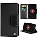 Beyond Cell PU Leather Folio Flip Cover Wallet Phone Case with Stand for Motorola Droid Maxx 1080M - Black/Black