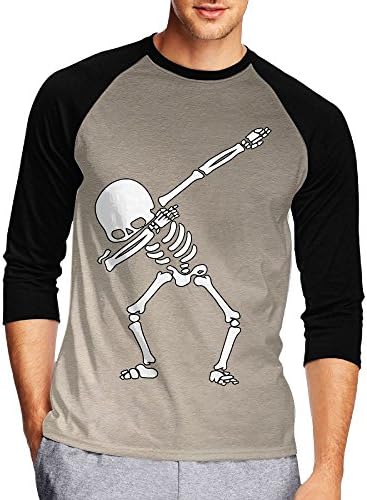 Mens Dabbing Skeleton Dab Hip Hop Skull Athletic 3/4 Sleeve Baseball Tshirt Raglan Jersey Shirt XL