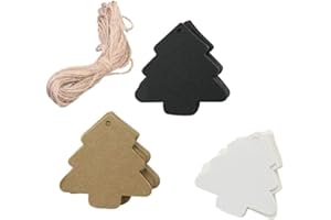 BinaryABC Christmas Tree Gift Tags,Paper Tags,Price Tags with String,DIY Kraft Blank Hang tag 150pcs