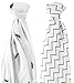 Kura Baby Muslin Swaddle Blanket 2 Pack Set with Stroller Clips, Grey/White 45x45