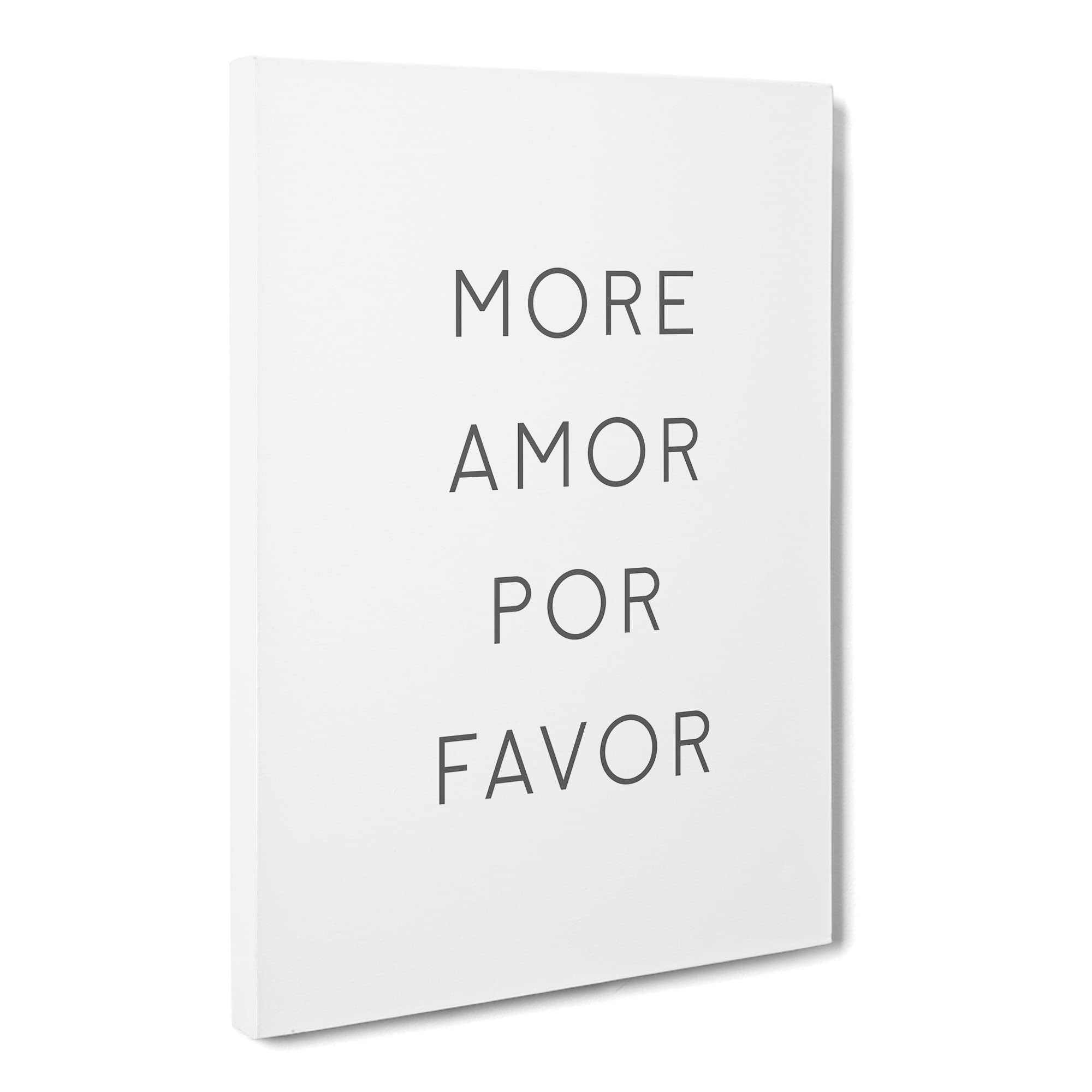 More Amor Por Favor Typography Quote Canvas Print | Gallery Wrapped 30mm Frame Wall Art | 20x14 inches | Ready to Hang | Modern Typography Picture | Living Room Bedroom Lounge Office