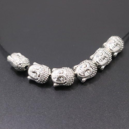 30Pcs Metal Silver Buddha Beads Antique Silver/Antique Gold Tibetan Silver Spacer Beads for Bracelet Jewelry Making (Style 10)