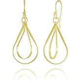 Sterling Silver Double Teardrop Lightweight Dangle Drop Earrings