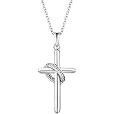 STARCHENIE Crown Cross Necklace for Women 925 Sterling Silver Rotated Crucifix Pendant Religious Jewelry Gift for Her