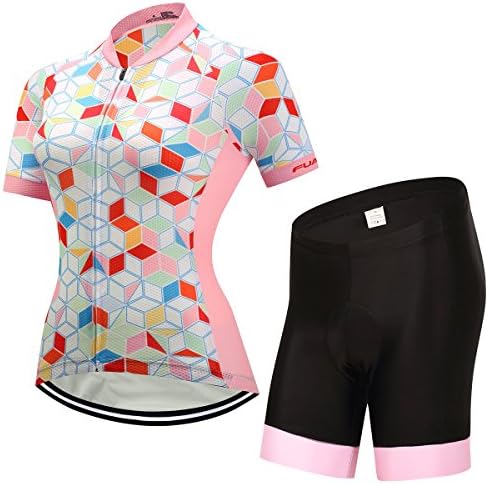 FUALRNY Fashionable Design Women Cycling Jersey with Shorts Suit Bike Clothes Set