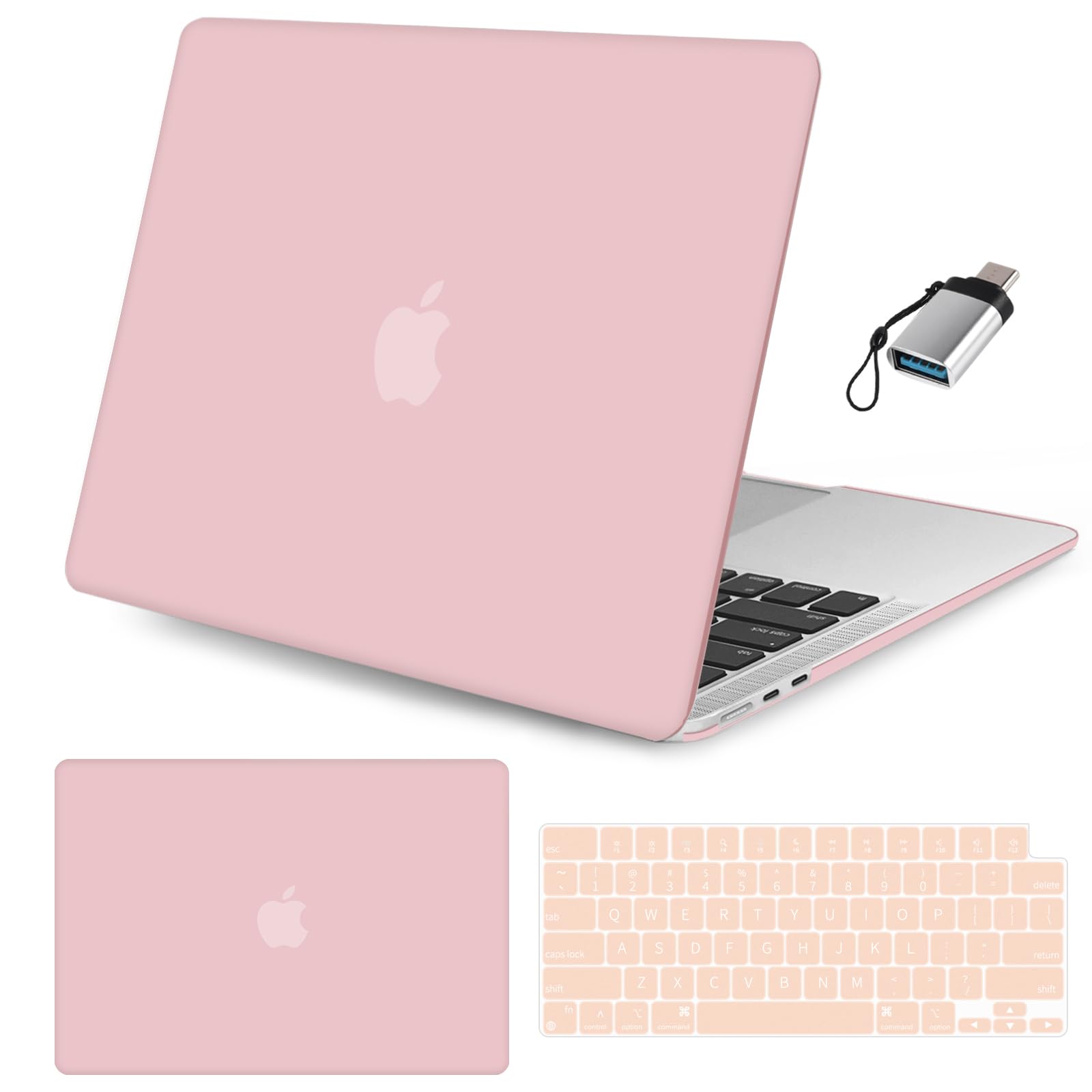 Photo 1 of Seorsok Compatible with MacBook Air 15 inch Case 2023 2024 Release A2941 M2&M3 A3114 Touch ID,Ultra Thin Laptop Plastic Hard Shell Case&Keyboard Skin&Type C Adapter 1Pack,Pink