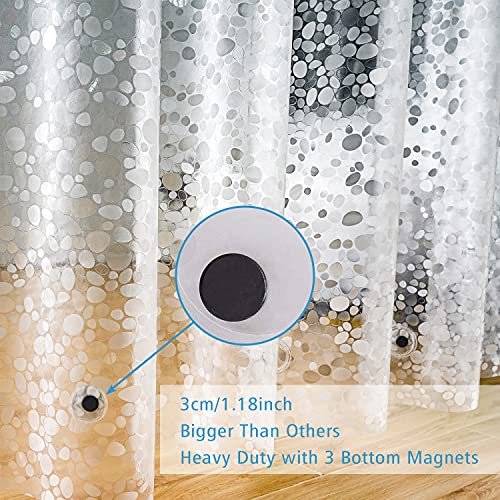 UFRIDAY Clear Shower Curtain Liner 72 x 72 inch,EVA 3D Cobblestone