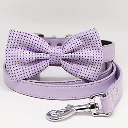Dog Bow Tie collar and Leash, Lavender Bow tie, Lilac Leash, Handmade, Puppy Gift, Dog collar wedding, Dog of Honor, Purple