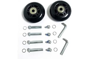 LOTOWELZON 2pcs Luggage Suitcase Replacement Wheels, 50/64/70/75/84/90mm Rubber Inline Roller Skate Wheels with 8mm(0.31") ABEC-7 608ZZ Bearings Repair Kits