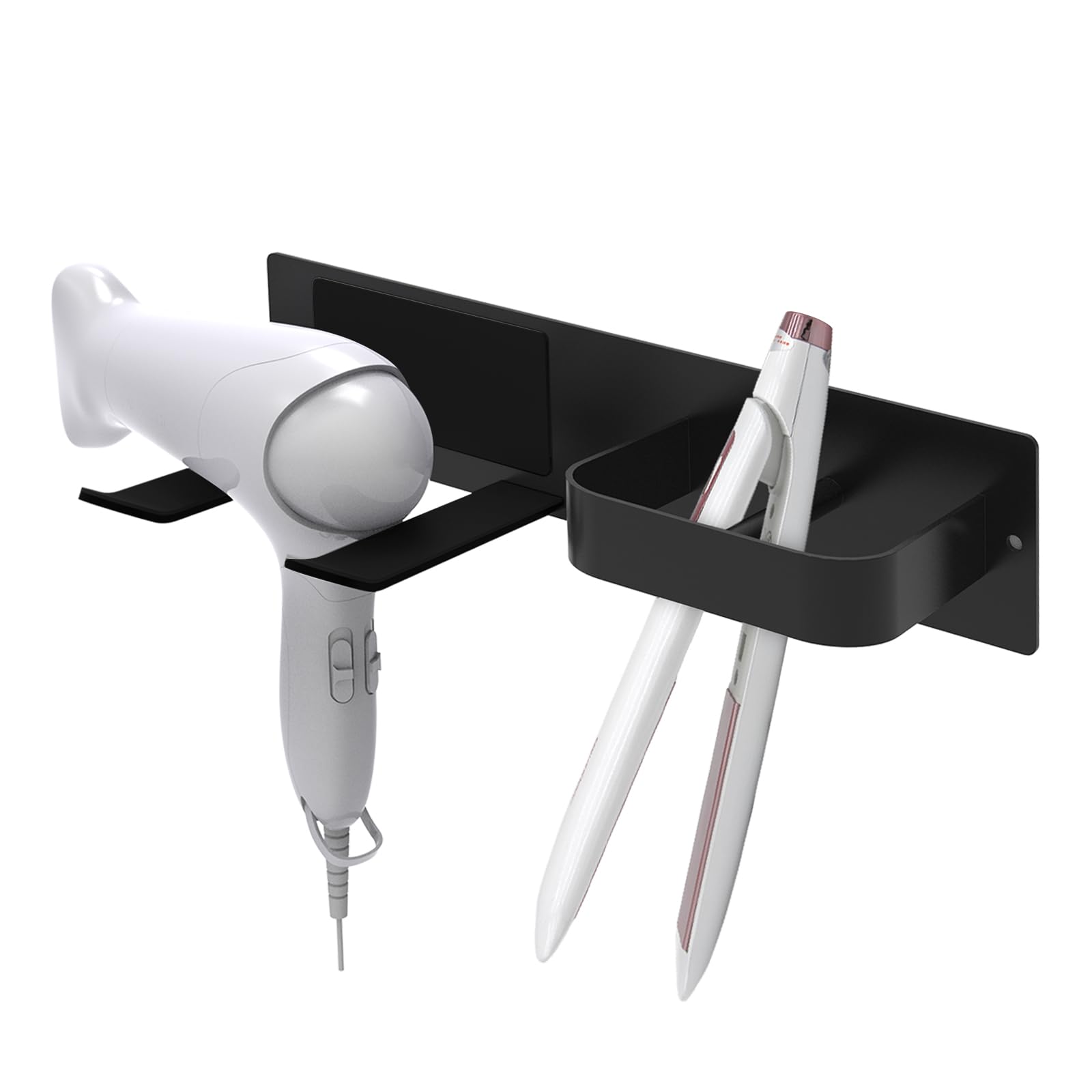 Photo 1 of Adorila Hair Dryer Holder Wall Mounted, Self Adhesive Blow Dryer Holder, Hair Tool Organizer for Hair Dryer, Curling Wands (Black)