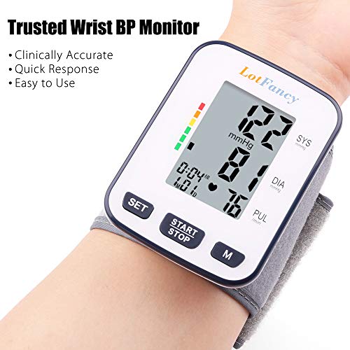 LotFancy Blood Pressure Monitor, Wrist BP Cuff (5.3”-8.5”), 120 Memory, Automatic Digital BP Machine for Irregular… - Image 4