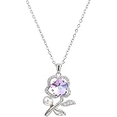 Gold Flower Necklaces for Women Pearl Rose Flower More Pendant Designs