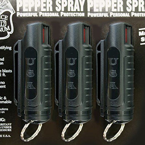 3 Pack POLICE MAGNUM OC-17 Pepper Spray 1/2oz Black Molded Keychain - Thumbnail 2