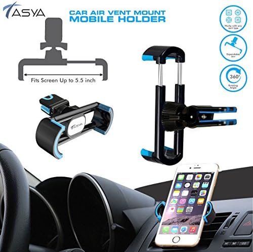 Cell Phone Holder Air Vent 360 Degree Car Holder car mount cradle for iPhone, Samsung, LG, Nexus, Motorola, Sony, HTC, Google, Windows & Other Smartphones - TASYA (BLUE)