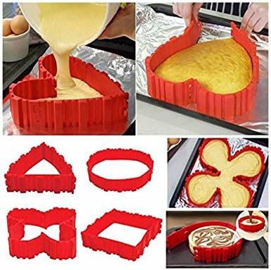 Silicone Cake Molds- Magic Bake Snake- Nonstick and Heat Resistant Reusable BPA-free Food Grade Silicone Cake Pan DIY Baking Mould Tools- 4pcs,Create Any Shape of Cake,Bread, Pizza,Pastry,Muffin (4)