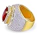 TOPGRILLZ 14K Gold Plated Iced Out CZ Simulated Diamond Ruby Cushion Bling Hip Hop Punky Ring for Men